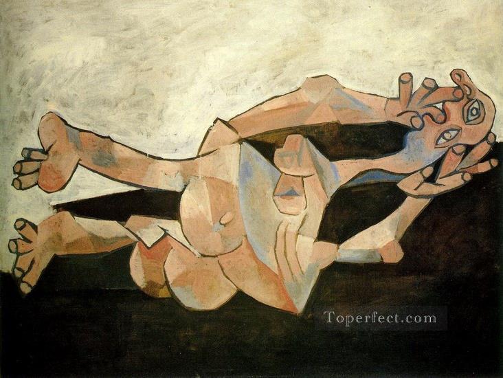 Femme couchee sur fond cachou 1938 Cubism Oil Paintings